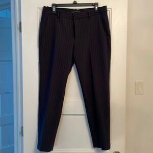 Zara classic slim pant size L in a navy pinstriped